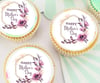 15 OR 30 Mother's Day Cupcake / Cookie Edible Toppers / Gold Geometric Design with Purple Floral W