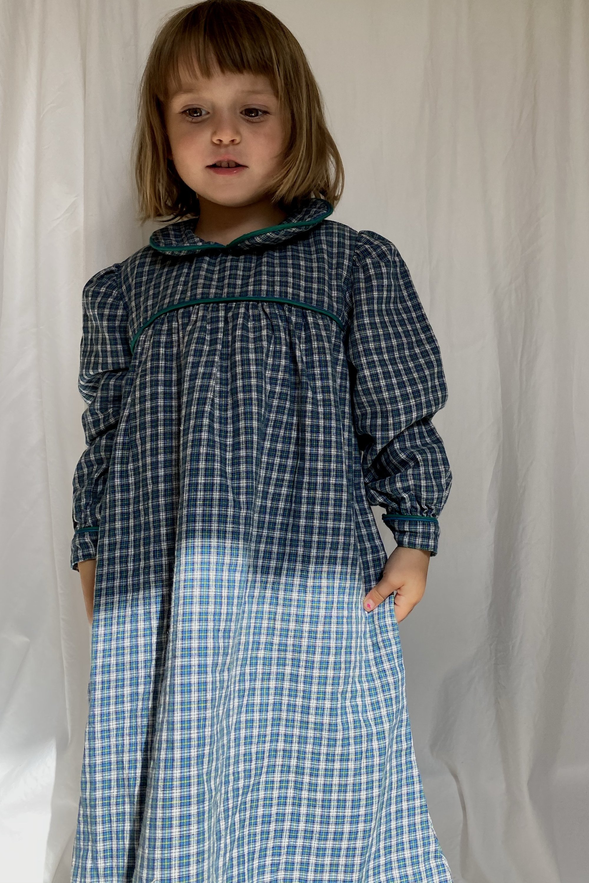 plaid smock dress Neon Rose High Neck Textured Mini in burgundy & pink or warm Classic French Peter Pan Smock