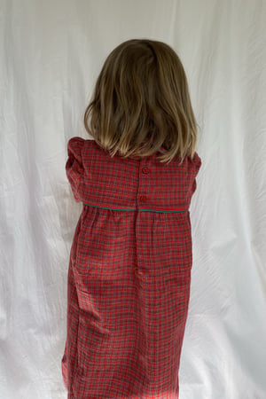 Classic French Peter Pan Smock Dress in Red Plaid
