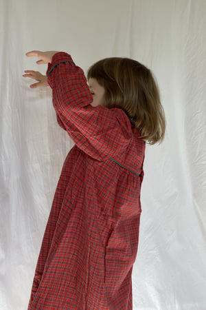 Classic French Peter Pan Smock Dress in Red Plaid