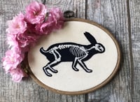 Image 1 of Skeletal Rabbit 5x7" Embroidery Hoop