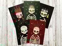 Image 3 of Set B - Set of 5 Postcard Prints of Skeleton Embroidery