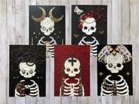 Image 3 of Set C - Set of 5 Postcards Prints of Skeleton Embroidery