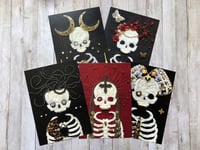 Image 5 of Set C - Set of 5 Postcards Prints of Skeleton Embroidery