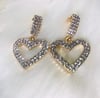 Dangling Rhinestone Heart Earrings