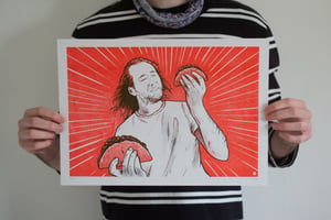 Nicolas with Tacos - Limited Edition Risograph Print