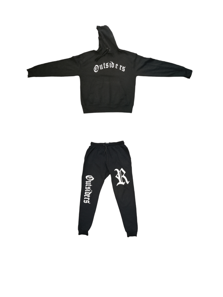 Image of Rebel Outsiders " Black " Hoodie and Sweatpants 2 -Piece Set 