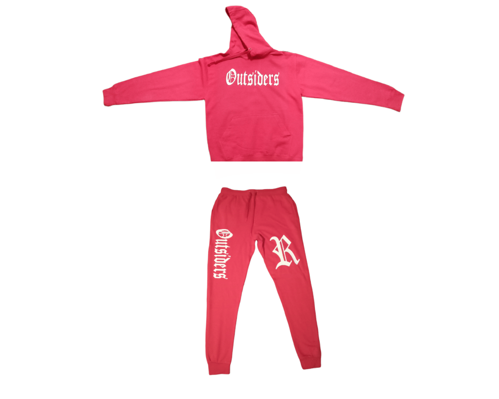 Image of Rebel Outsiders " Red " Hoodie and Sweatpants 2 -Piece Set 