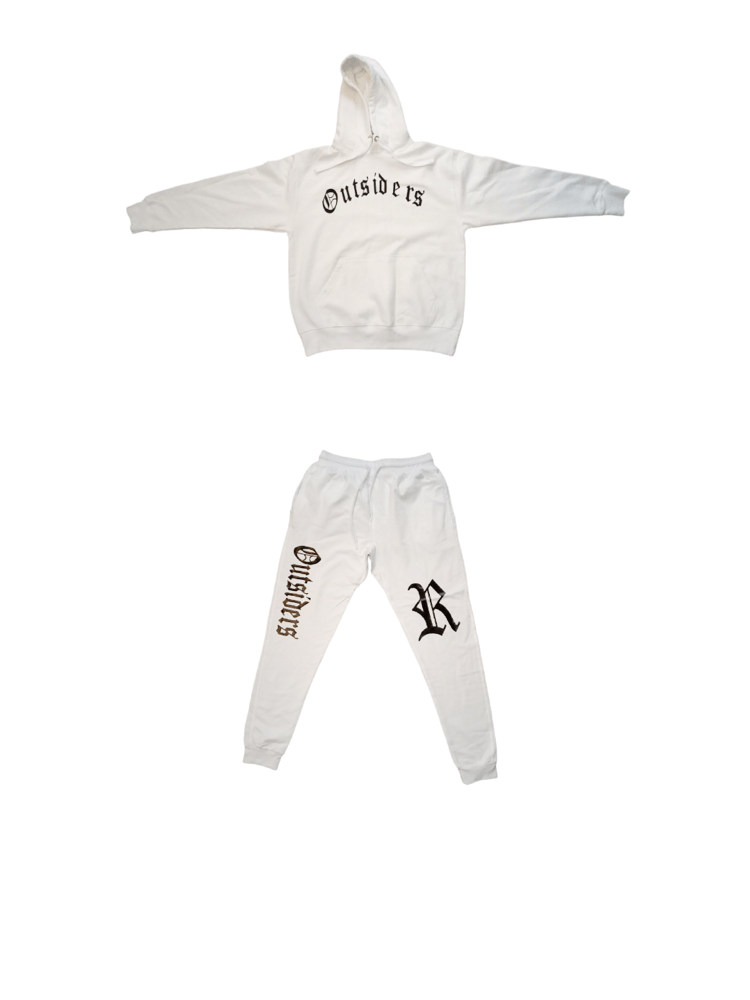 Image of Rebel Outsiders " White  " Hoodie and Sweatpants 2 -Piece Set 