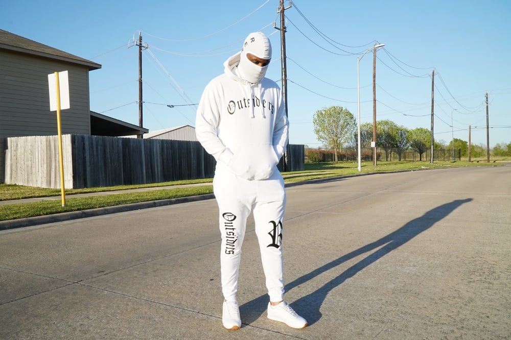 Image of Rebel Outsiders " White  " Hoodie and Sweatpants 2 -Piece Set 