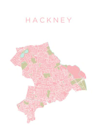 Image 4 of 'You Are Here' - Personalised map of Hackney Borough - pink tone or pink on white