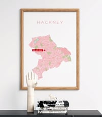 Image 2 of 'You Are Here' - Personalised map of Hackney Borough - pink tone or pink on white