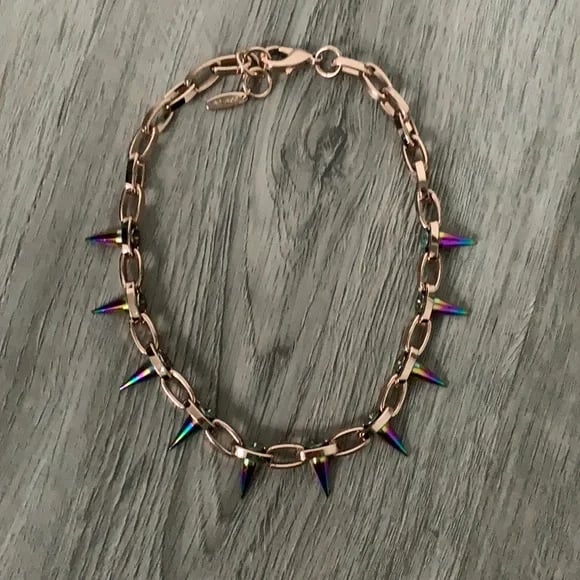 Image of Joomi Lim Rose Gold Chain Necklace with Iridescent Spike Charms