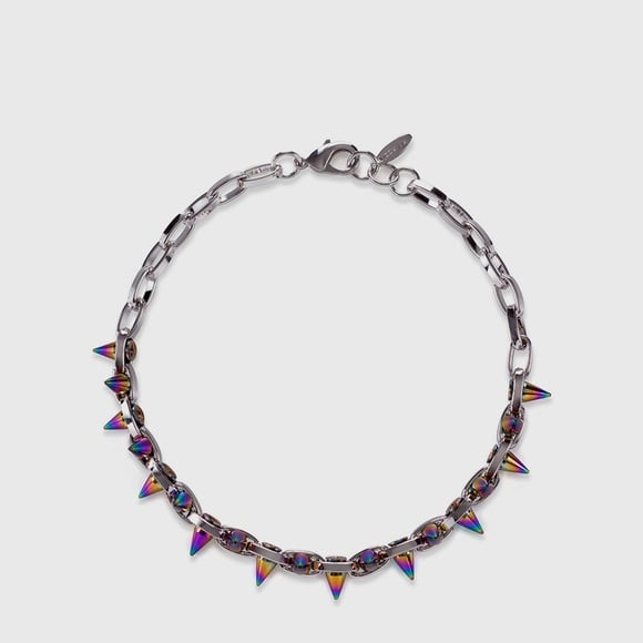 Image of Joomi Lim Rose Gold Chain Necklace with Iridescent Spike Charms