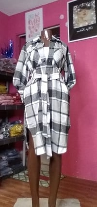 Image 1 of REGULAR SIZE PLAID TRENCH COAT WITH BELT
