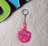 Neon Pink Glow FU Finger Keychain