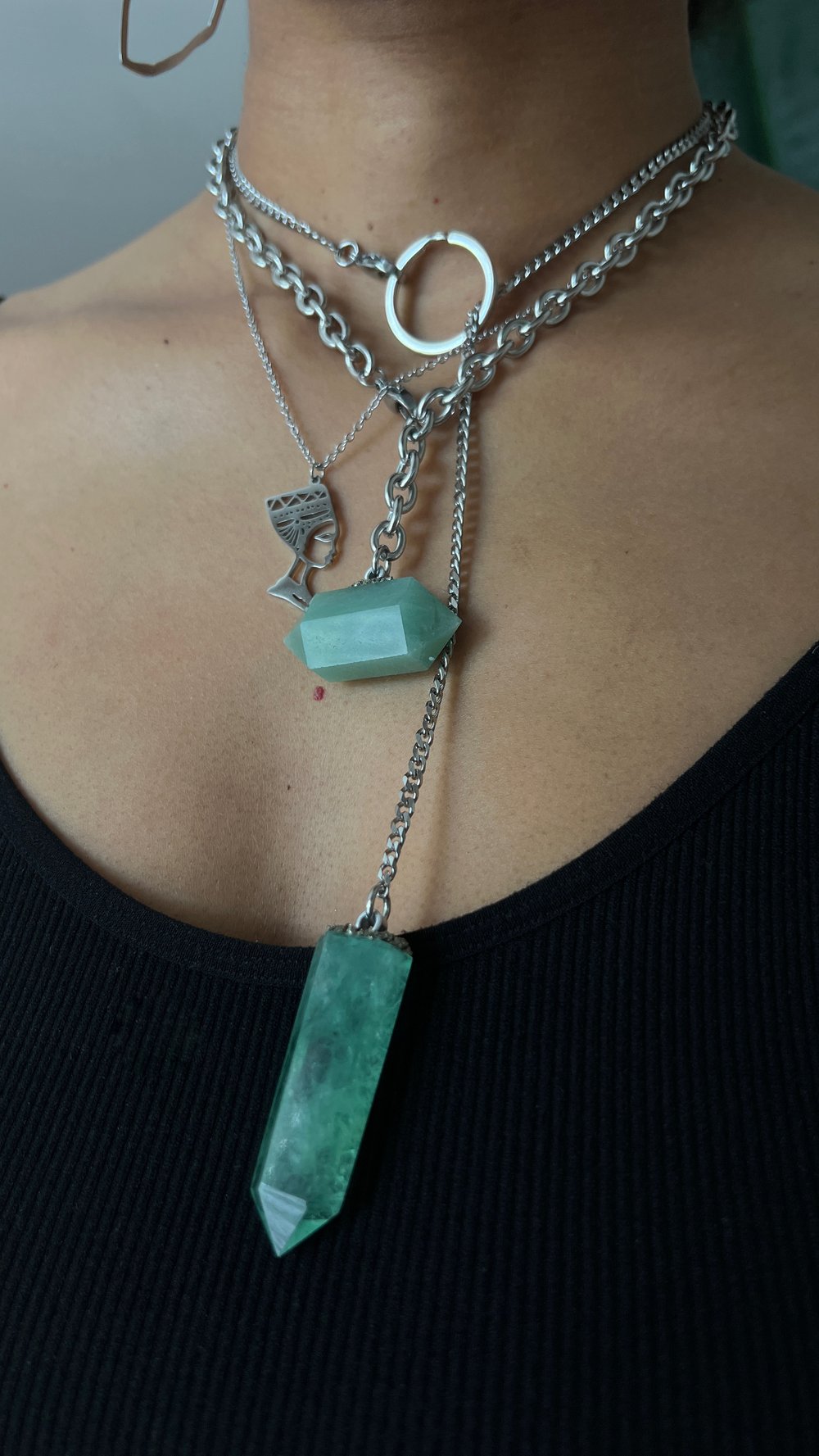 Image of DROP TOP SILVER • Convertible Crystal Lariat Necklace