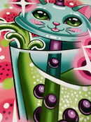 Image 3 of Bubble Tea Cat Art Print