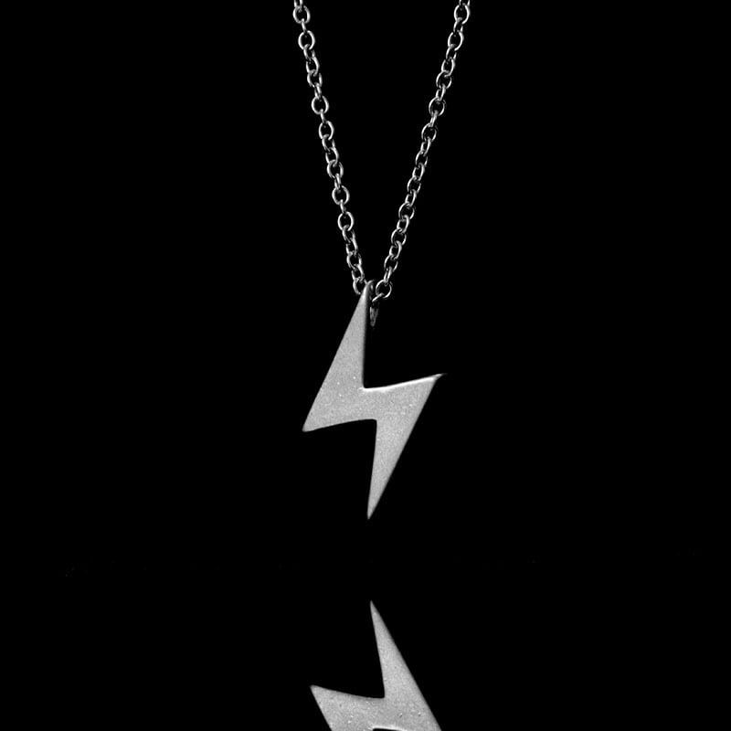 Mens Lightning Bolt Necklace (Stainless Steel)