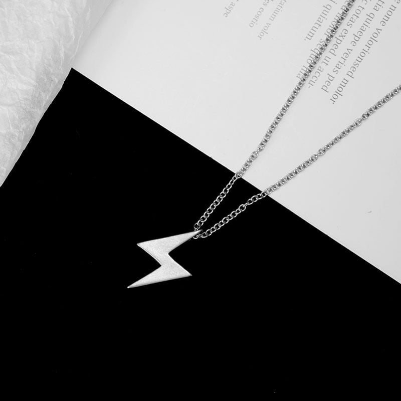 Mens Lightning Bolt Necklace (Stainless Steel)