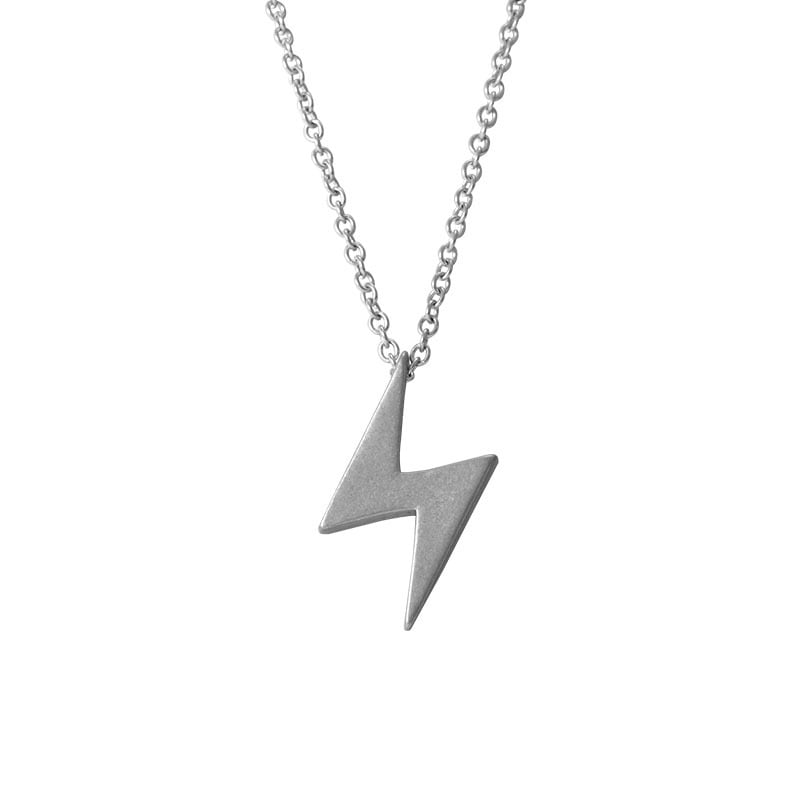 Mens Lightning Bolt Necklace (Stainless Steel)