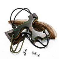 Image 1 of Sling Shot The Menace, Catapult, Hunters Gift, Wooden Slingshot, Left or Right Handed Shooter