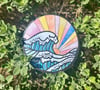 Stained Glass Theme Big Wave with Sunset Vinyl Sticker / Water Bottle Sticker / Hydroflask Sticker 