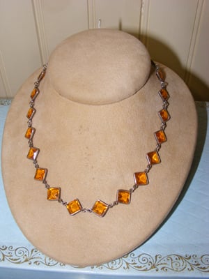 30s Amber Glass Crystal Choker Necklace