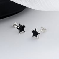 Image 1 of Blackstar Stud Silver Earrings