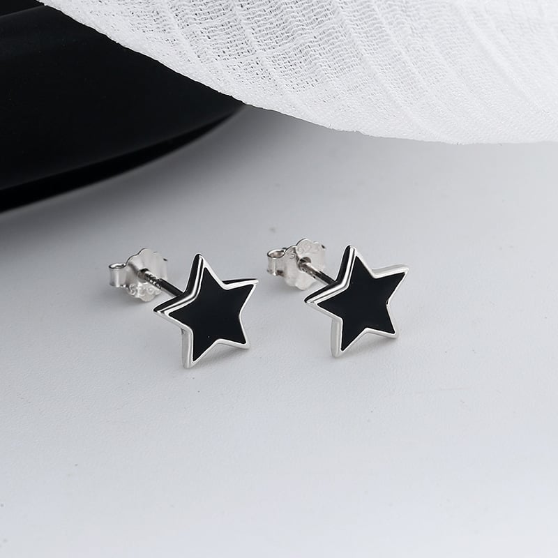 Blackstar Stud Silver Earrings