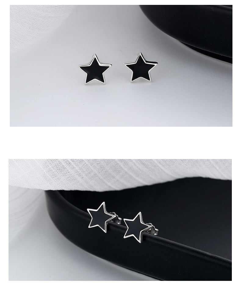 Blackstar Stud Silver Earrings