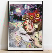 Image 1 of Princess Mononoke print. Ghibli fanart. A3 Ghibli poster