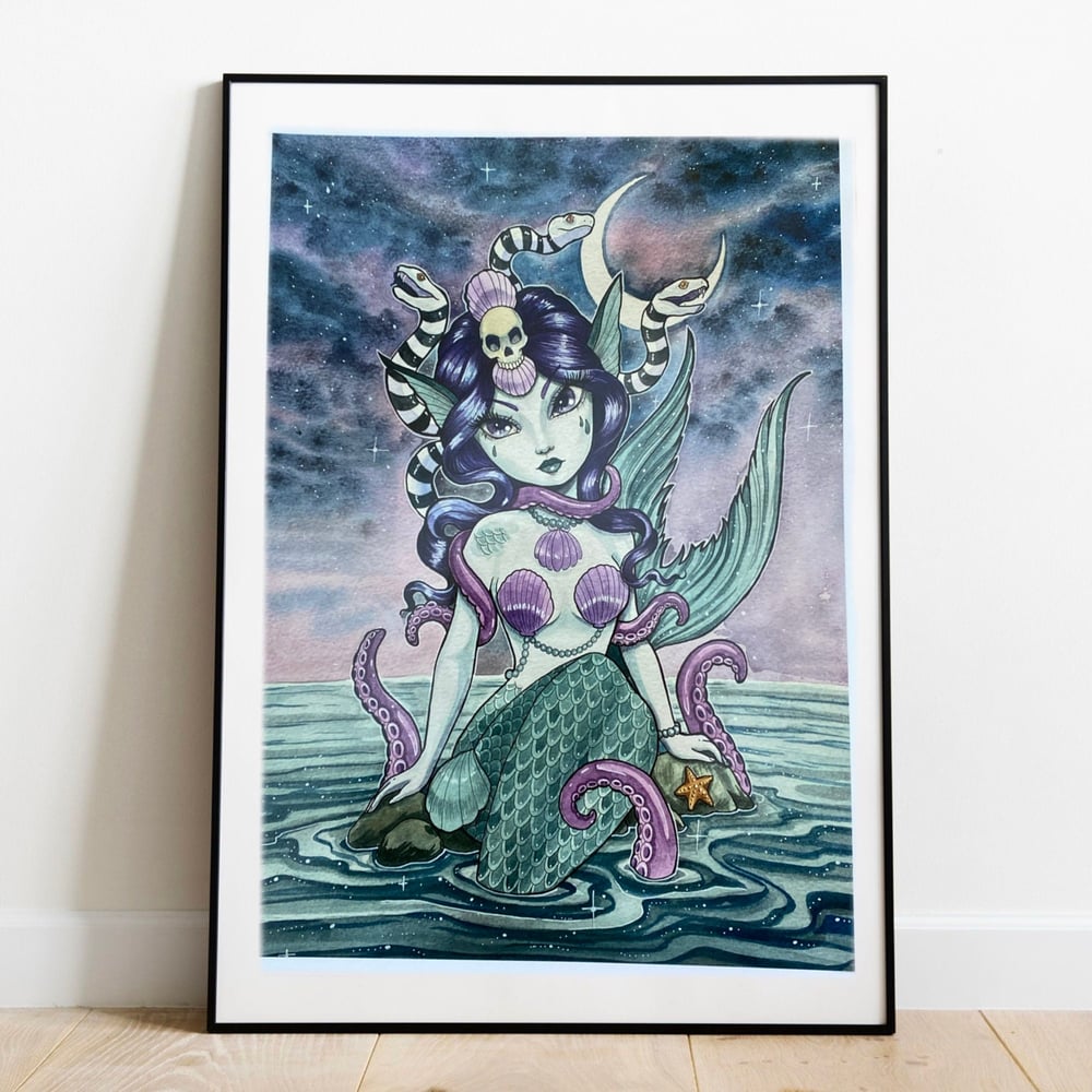 Watercolor Mermaid Art Print, Mermaid Art, PRINT, Mermaid