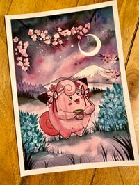 Image 2 of Pokemon Clefairy Print, watercolour Art. A4. Fan art.