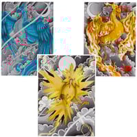 Image 3 of Pokemon Japanese Phoenix prints, set of 3, A4 sized. Legendary birds.