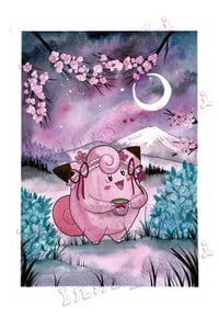 Image 3 of Pokemon Clefairy Print, watercolour Art. A4. Fan art.