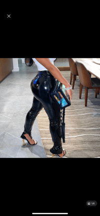 Slit leather pants 