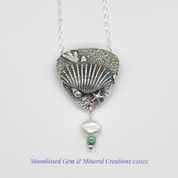 Beachcombing Fine Silver Pendant with Freshwater Pearl