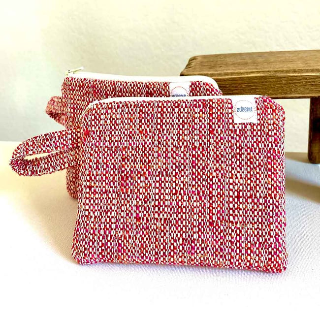 Red Woven Texture Bag, Essential Oil Storage, Small Zipper Pouch