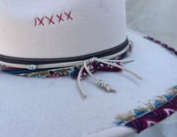 Image 4 of Off White Fedora Hat Leather & Multi Print Banda