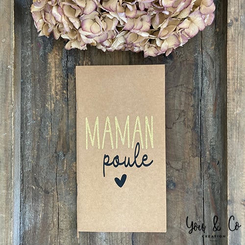 Image of Carnet de notes "MAMAN poule" doré