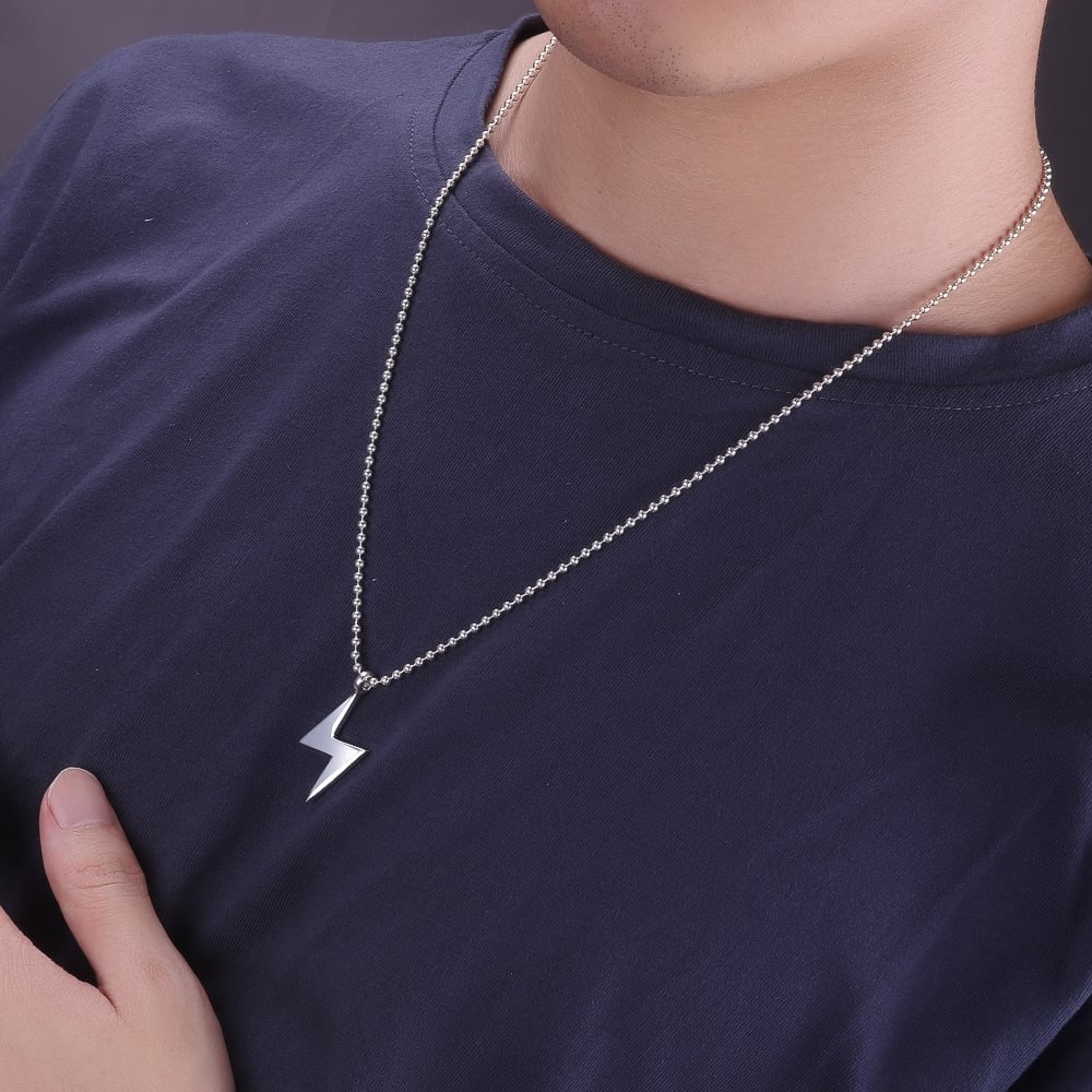 Silver Lightning Bolt Pendant and chain