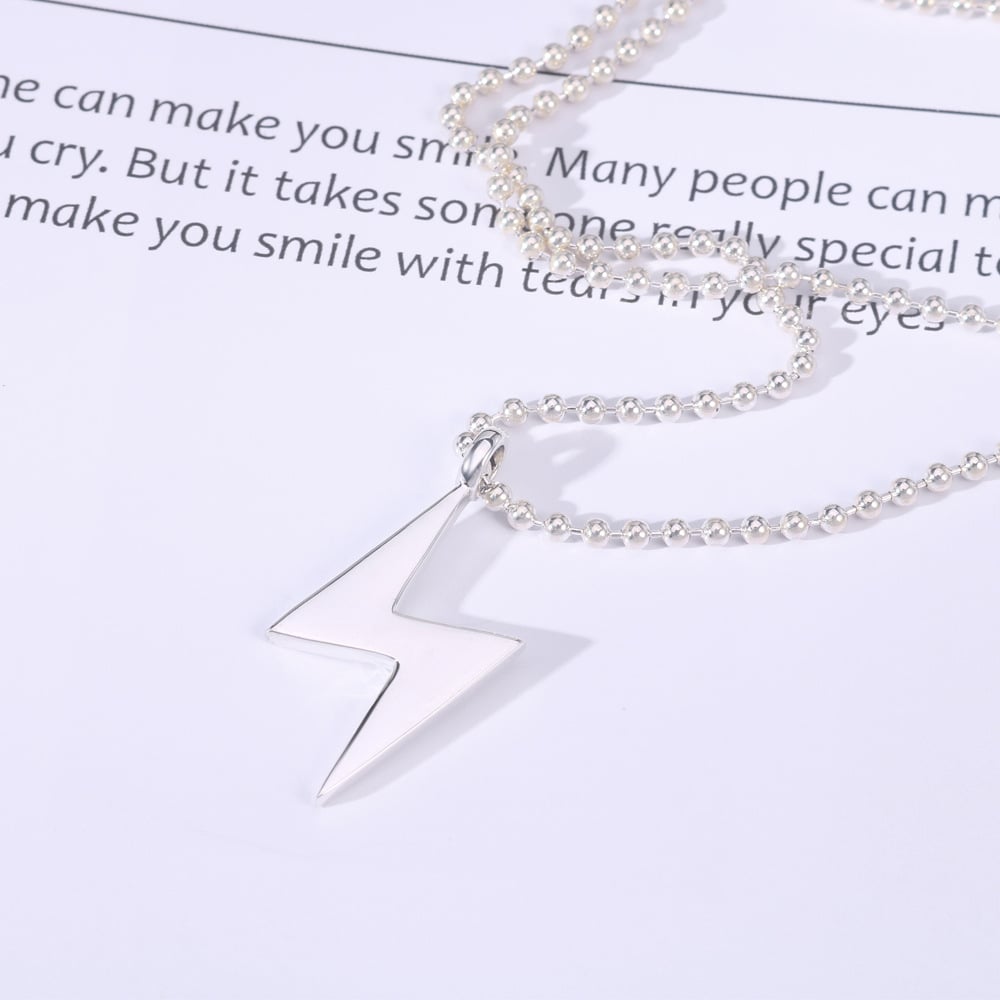 Silver Lightning Bolt Pendant and chain