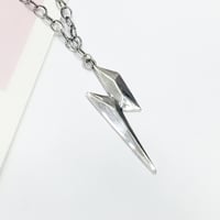 Image 2 of Silver 3D Lightning Bolt Pendant and chain