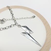 Image 4 of Silver 3D Lightning Bolt Pendant and chain