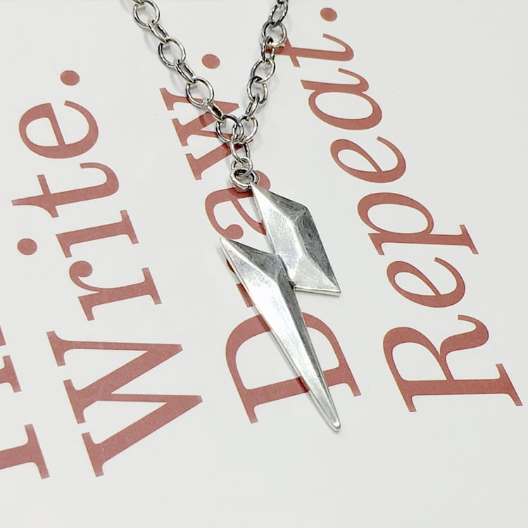 Silver 3D Lightning Bolt Pendant and chain