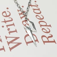 Image 5 of Silver 3D Lightning Bolt Pendant and chain