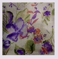 Image 1 of Tissu: Watercolor blueberries and pansies