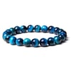 Natural Blue Tiger Eye Buddha Bracelets Natural Stone Round Beads Elasticity Rope Men Women Bracelet