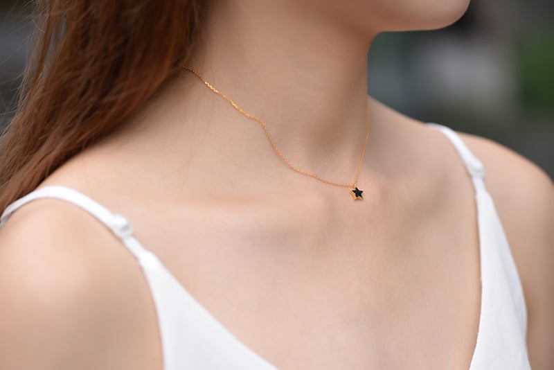 Tiny Blackstar Pendant and Necklace